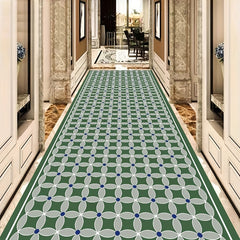 Marble Print Area Rug Grid Print Entrance Decor