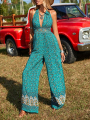 Boho Lace Halter Neck Jumpsuit for Women