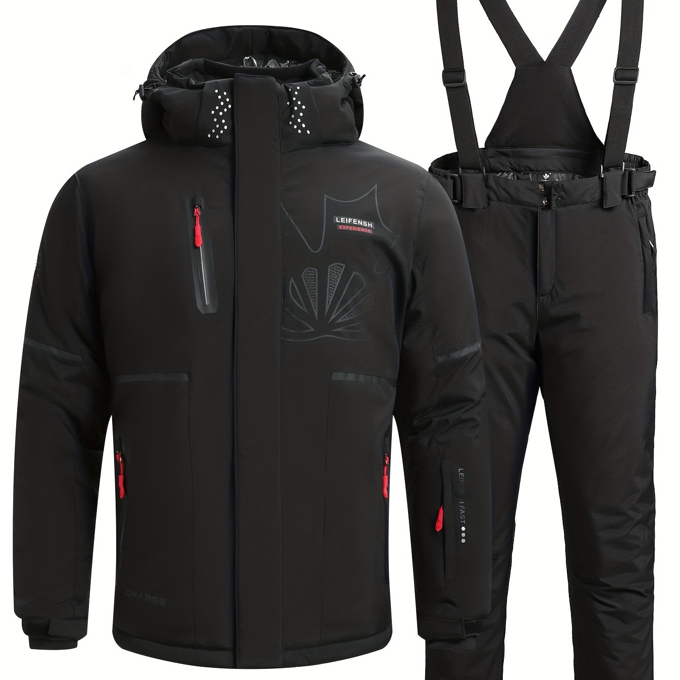 Men's Thermal Ski Jacket & Bib Pants Set for Outdoor Climbing Skiing