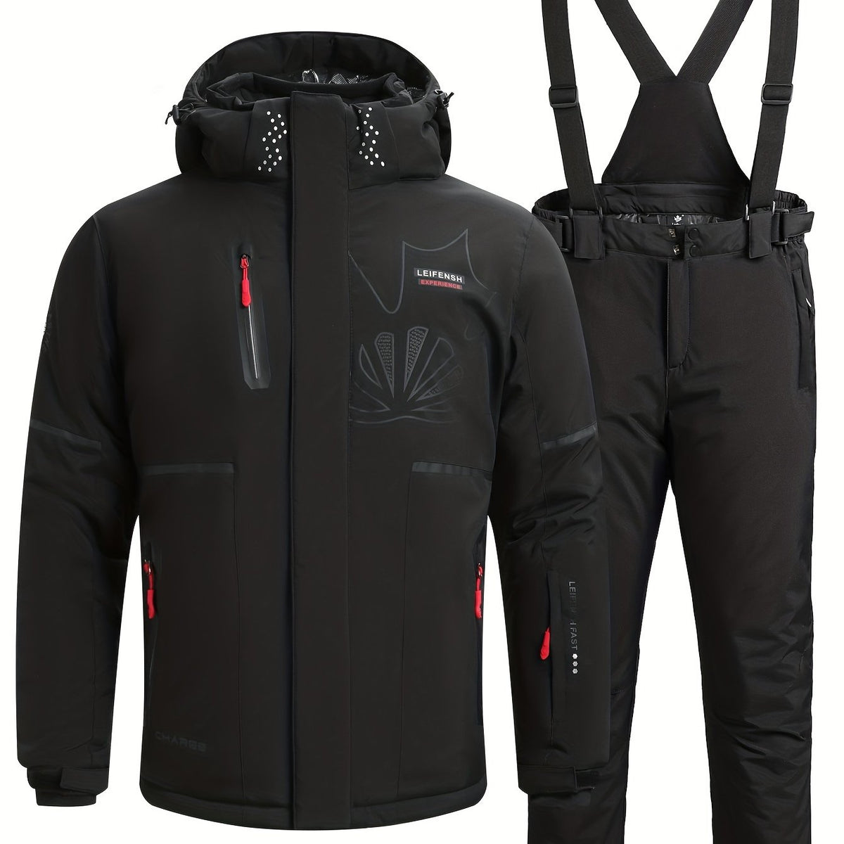 Men's Thermal Ski Jacket & Bib Pants Set for Outdoor Climbing Skiing