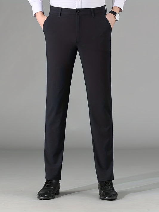 Men's Slim Fit Formal Solid Dress Pants for Business