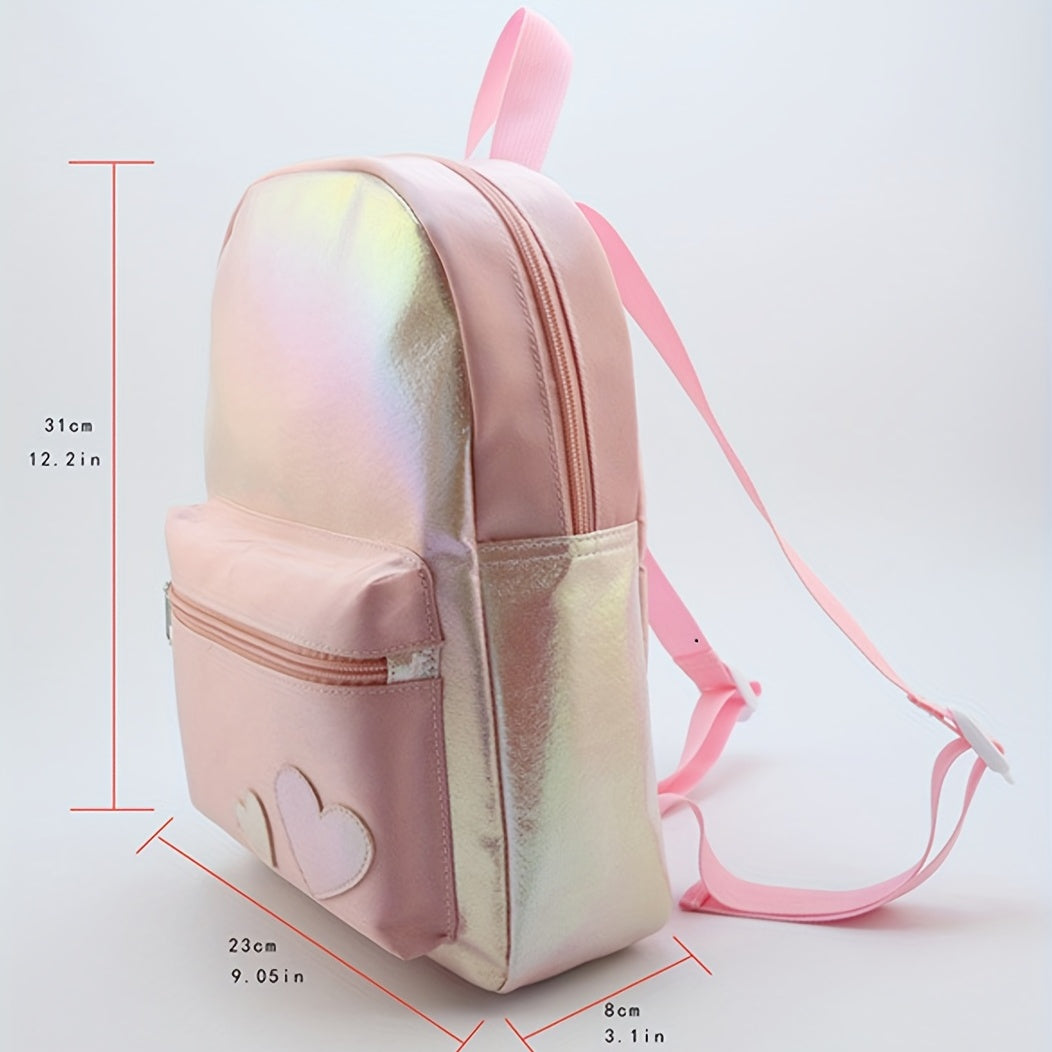 Kids Pink Love Heart Backpack Casual Travel School Bag