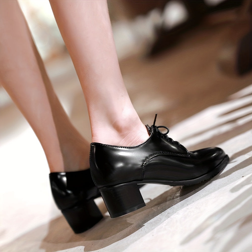 Women's Mid Heel Lace Up Office Court Pumps