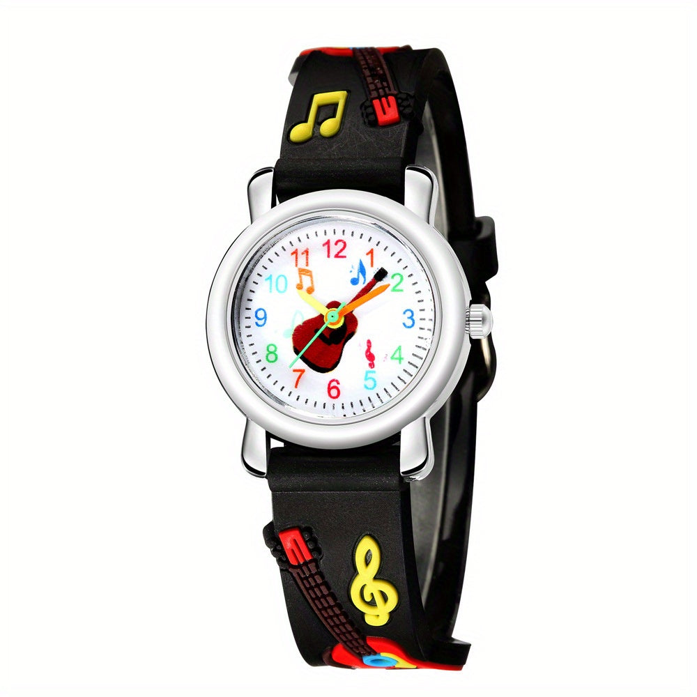 3D Embossed Guitar Pattern Plastic Band Children's Watch