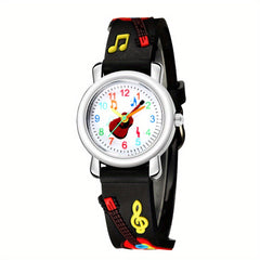 3D Embossed Guitar Pattern Plastic Band Children's Watch