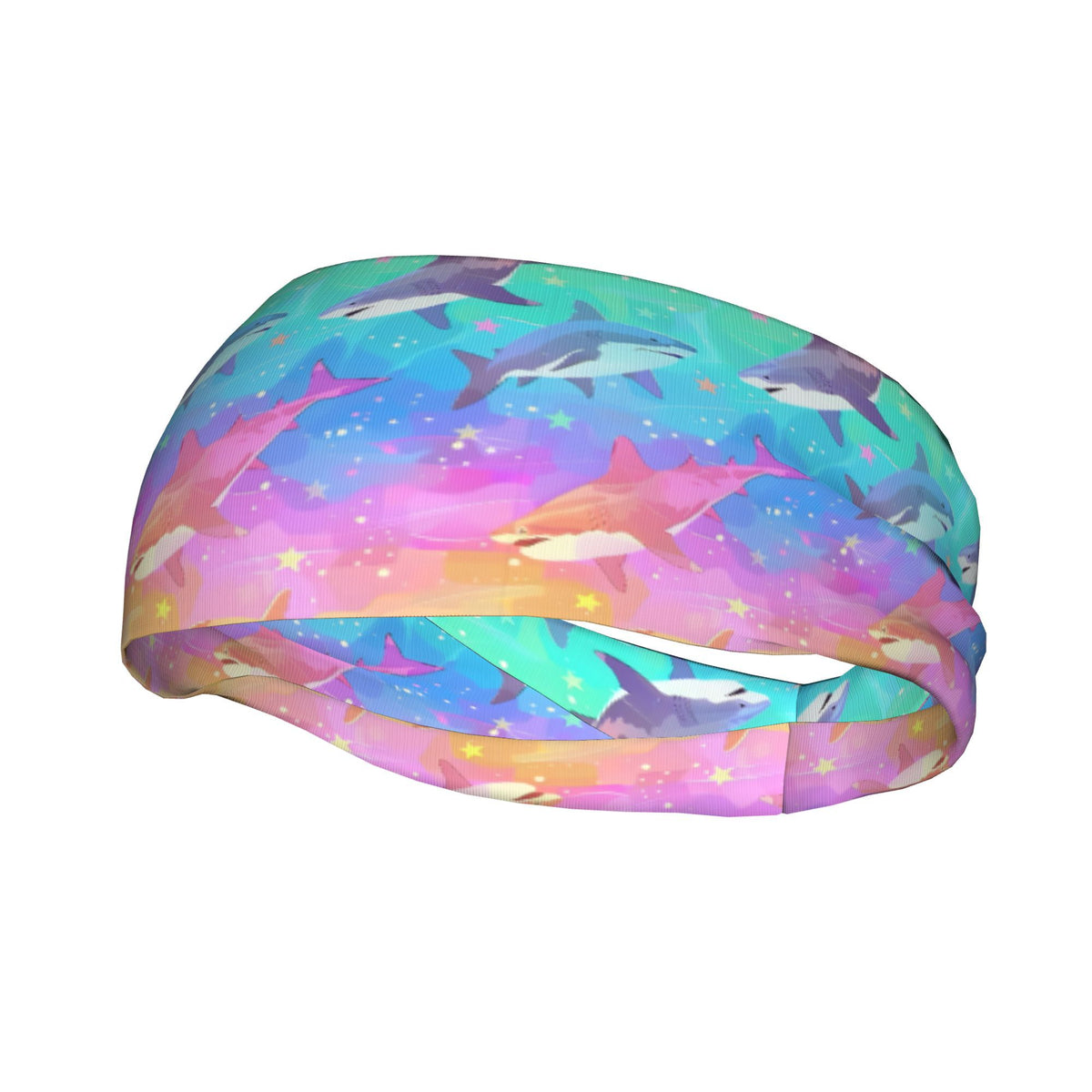 Shark Print Sports Headband Sweat Wicking Polyester for Yoga
