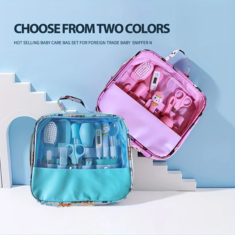 12pcs Baby Care Kit Nail Health Thermometer Grooming Brush Bag Toiletries