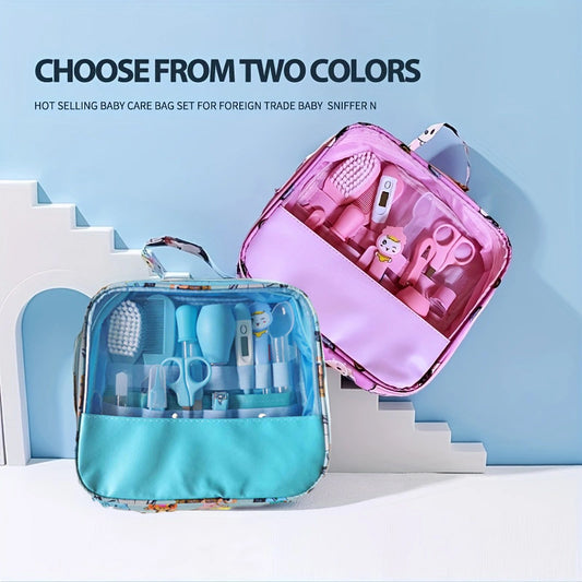 12pcs Baby Care Kit Nail Health Thermometer Grooming Brush Bag Toiletries