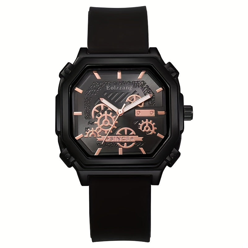 Waterproof Chronograph Wristwatch Analog Leather Strap Watch For Boys