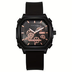 Waterproof Chronograph Wristwatch Analog Leather Strap Watch For Boys