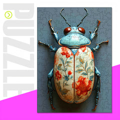 3D Puzzling Insect Puzzle Vibrant Beetle with Floral Wooden Ideal for Ages 3