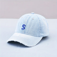 Denim Distressed Dad Hat Baseball Cap Unisex Couple Sun Hats