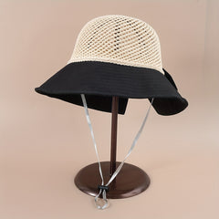 Bowknot Hollow Stitching Bucket Hat Sunscreen Beach Hat