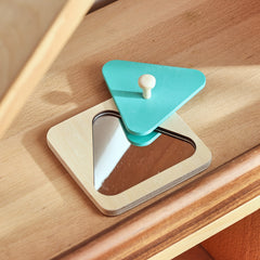 Wooden Geometric Shape Matching Puzzle Board with Mirror Early Educational Toy