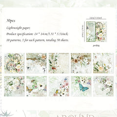 50pcs Flower Theme Paper Plants DIY Journal Decoration Collage