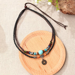 Boho Turquoise PU Leather Coin Necklace Party Favors