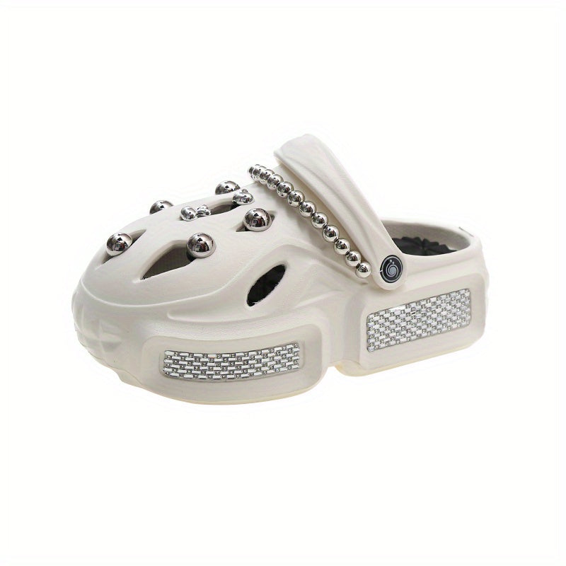 Women's Rhinestone Platform Clogs Casual Summer Shoes