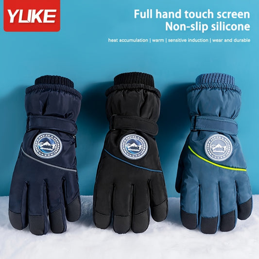 Men's Warm Ski Gloves Thickened Velvet Windproof Non slip Touch Screen Gloves