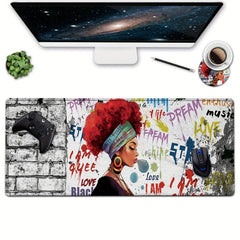 African American Girl Queen Women Mouse Pad XL