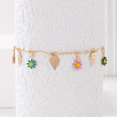 Colorful Oil Flower Tassel Anklet Boho Style Bracelet