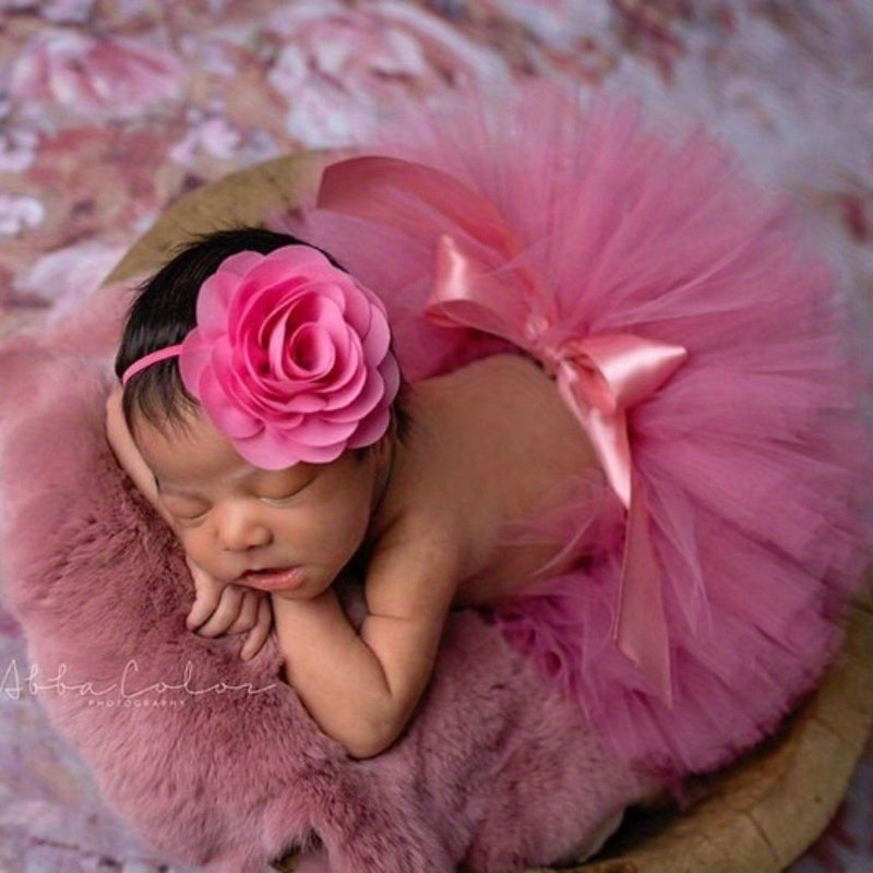 Pink Newborn Tutu And Headband Set Hot Pink Tutu Baby Flower Headband