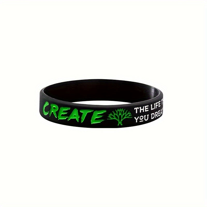 4Pcs Dream Inspire Create Believe Silicone Bracelet Wristband
