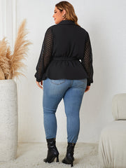  Striped Long Sleeve Top With Belt