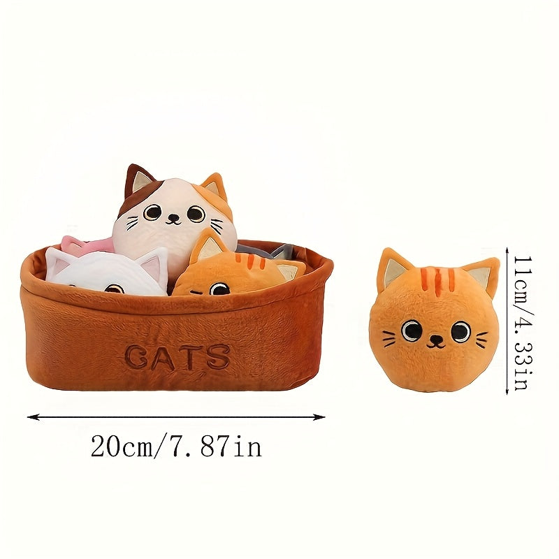 6pc Plush Toy Set Capybara Cat Dinosaur Axolotl Duck in Basket