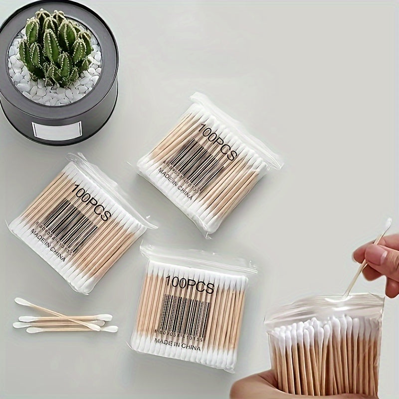 200 400pcs Cotton Swabs Ear Cleaning Disposable Makeup Double-headed Round Head