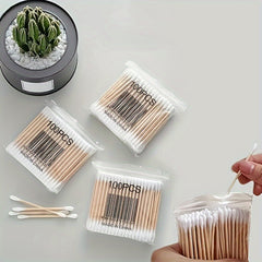 200 400pcs Cotton Swabs Ear Cleaning Disposable Makeup Double-headed Round Head