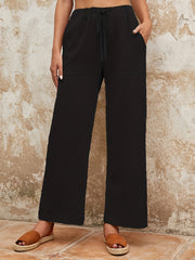 Women's Plus Solid Wide Leg Trousers With Pockets