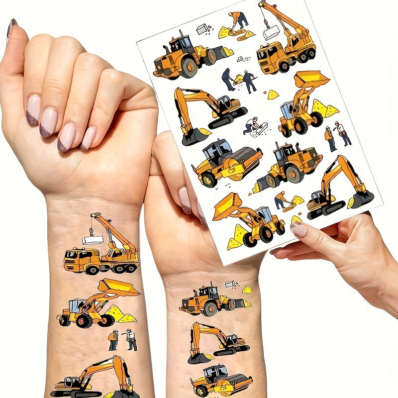 Construction Site Temporary Tattoos - Excavators, Bulldozers and More