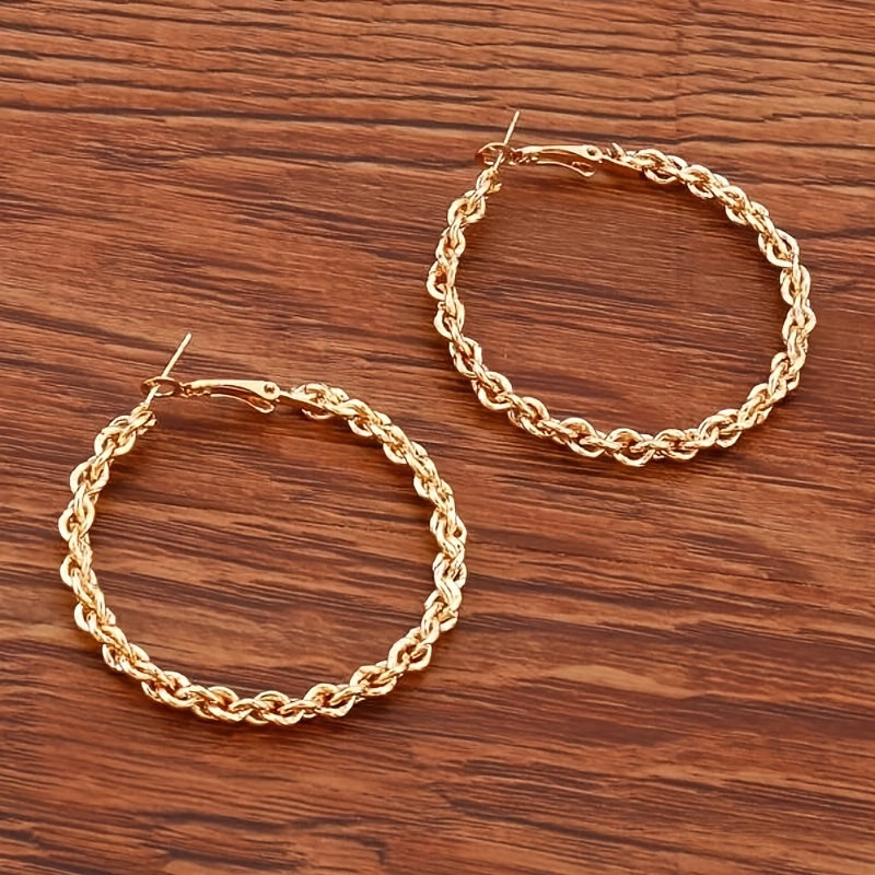 Chunky Chain Hoop Earrings 18K Plated Alloy Ear Jewelry Decorations