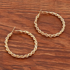 Chunky Chain Hoop Earrings 18K Plated Alloy Ear Jewelry Decorations