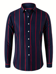 Vertical Stripe Formal Button Up Shirt for Men