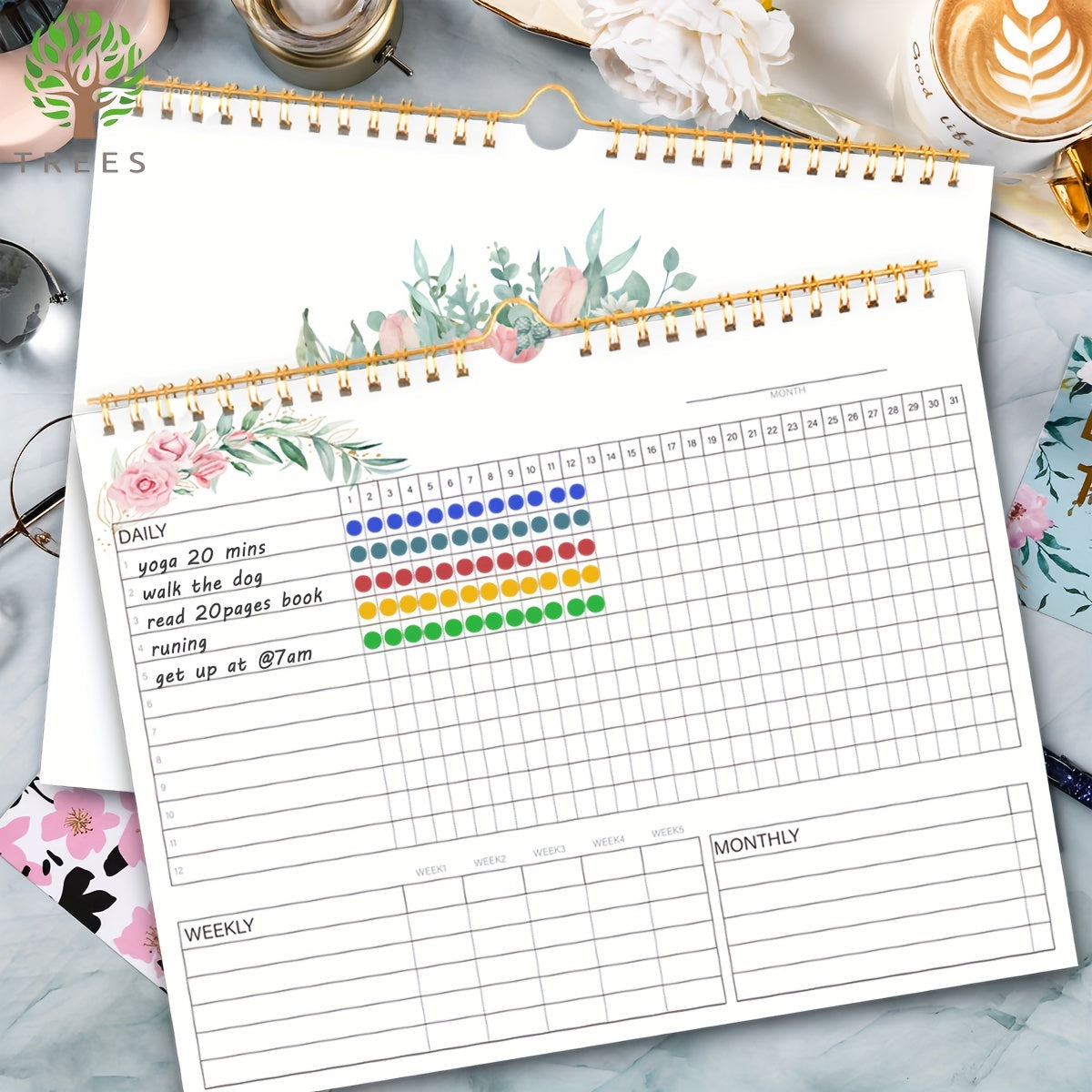 Habit Tracker Journal Spiral Binding Planner