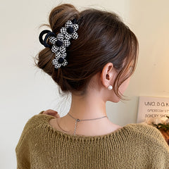 Plaid Flower Hair Clip Claw Thick Hair Accessory Gift Minimalist