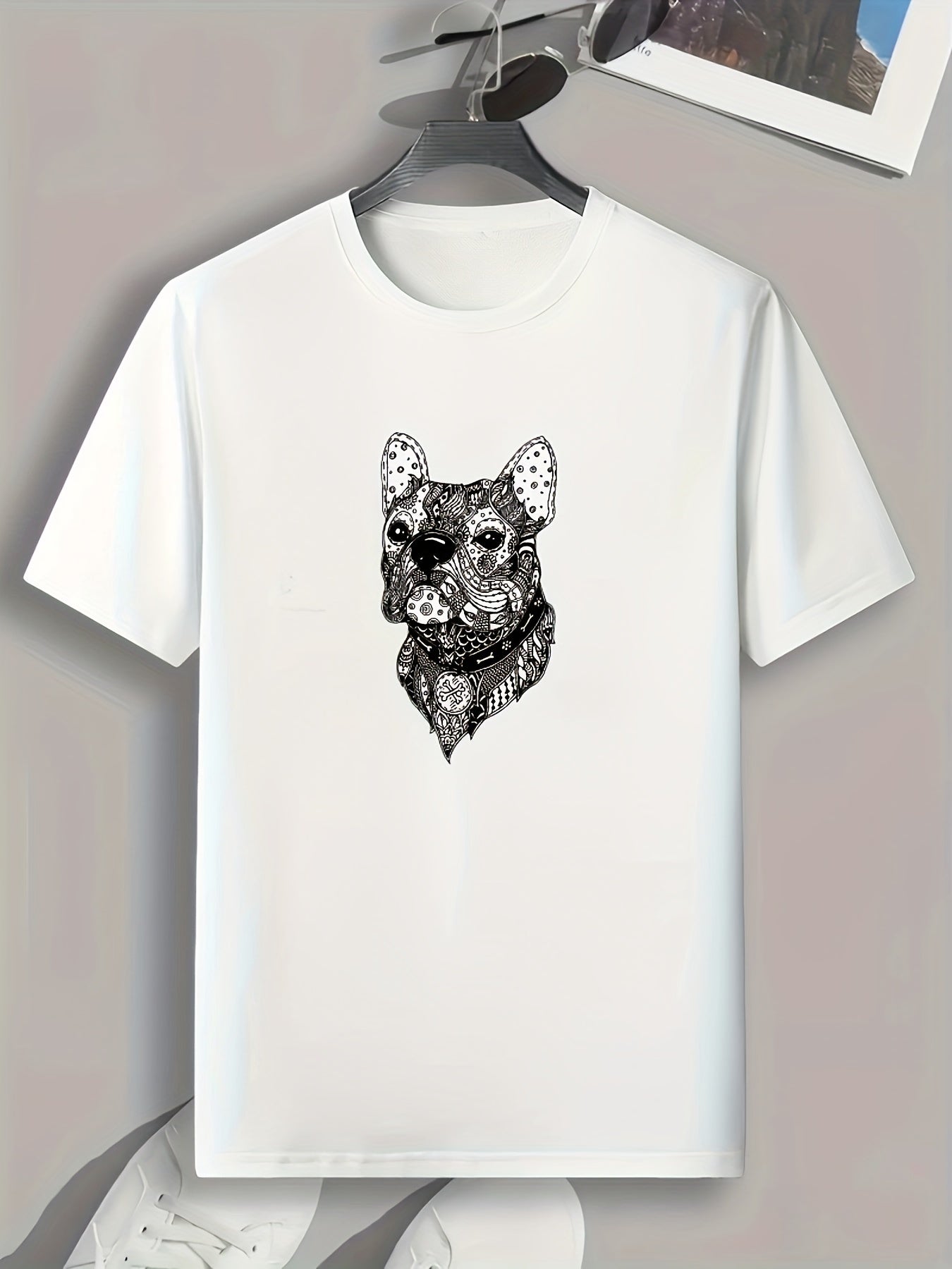 Totem Pug Print Men's Comfy T shirt for Summer