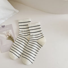 6 Pairs Striped Letter Print Socks Women's Stockings
