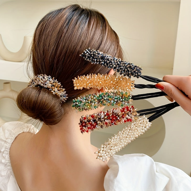 Rhinestone Donut Bun Maker Ponytail Holder Hair Accessory