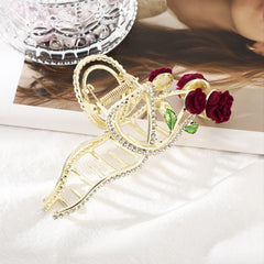 Red Rose Rhinestone Hair Claw Clip Strong Grip Hair Jaw Clip