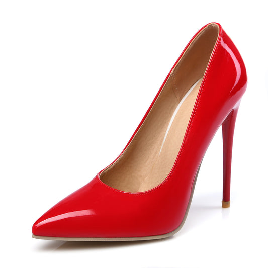 Women's Red Pointed Toe High Heels Slip On Stiletto Heels