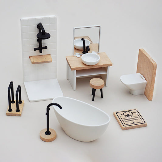 Dollhouse Bathroom Set with Toilet Sink Accessories