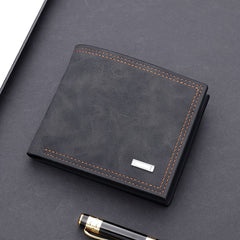 Men's PU Leather Short Wallet Coin Purse Card Slots Large Capacity Holder