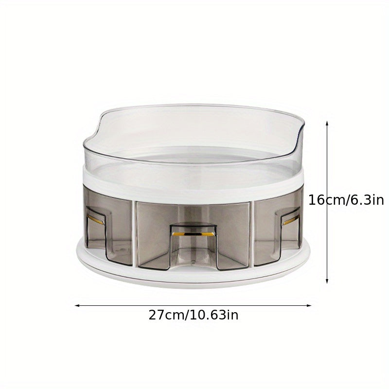 2 Tier Spice Organizer with Divided Bins and Rotating Turntable