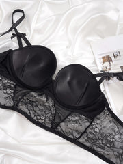 Contrast Lace T Shirt Bra Comfy & Push Up Bra Women's Lingerie