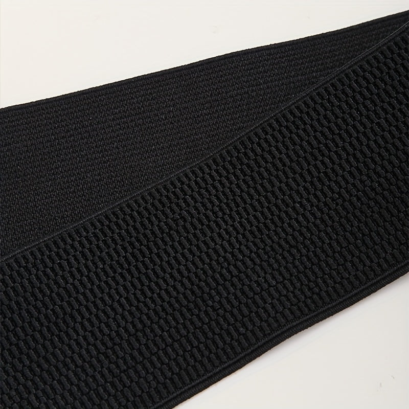 Square Buckle Wide Belt Solid Decorative Waistband for Women