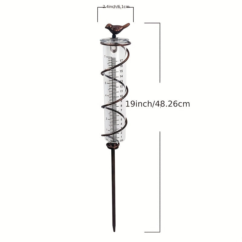 Glass Rain Gauge Outdoor Stake Holder Accurate Durable Decorative Yard Garden