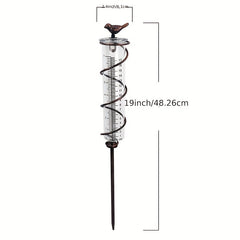 Glass Rain Gauge Outdoor Stake Holder Accurate Durable Decorative Yard Garden