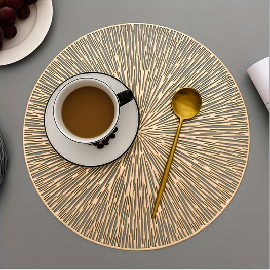 6pcs Fireworks Bronzing PVC Placemats Hollow Out Washable Reusable